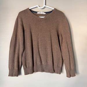 H&m tan v neck sweater with navy color patches on the sleeves. Boy size 4-6 y.o.
